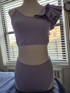 Habitual Lavender Ruffle One-Shoulder Kids Bikini Set